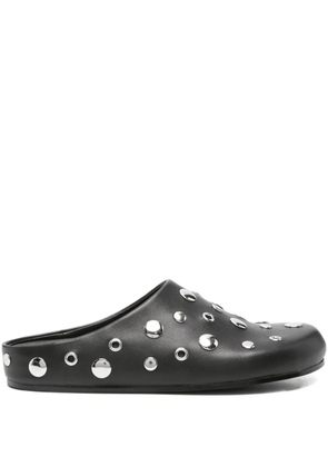 Lola Cruz studded leather flat mules - Black