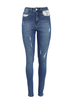 Lethicia Bronstein Viviane lace-pocket distressed jeans - Blue