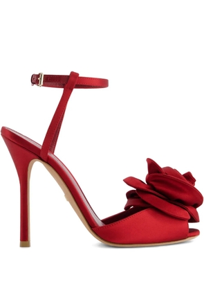 Giambattista Valli 110mm satin rose-embellished sandals - Red