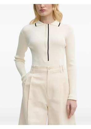 Bruuns Bazaar ribbed polo neck cardigan - White