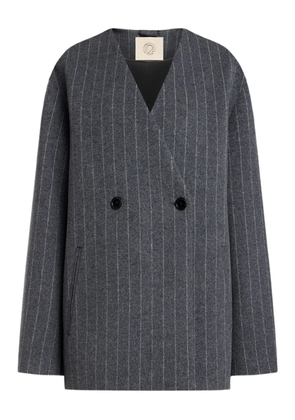 12 STOREEZ pinstripe double-breasted coat - Grey