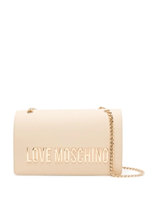 Love Moschino logo-plaque shoulder bag - Neutrals