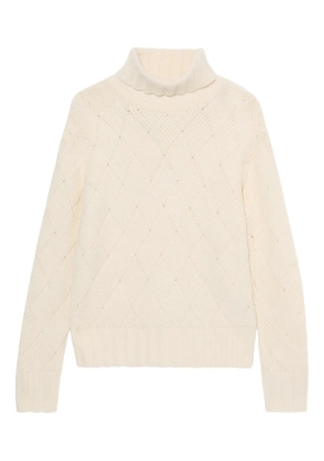 Brooks Brothers diamond-patterned wool turtleneck sweater - White