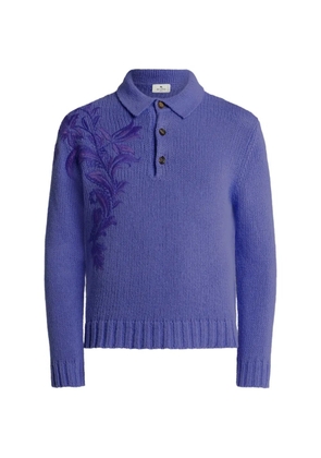 ETRO floral-embroidered polo shirt - Purple