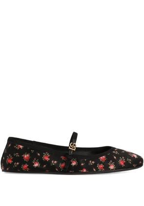 Dolce & Gabbana floral strap ballet flats - Black