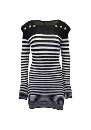 Balmain Pre-Owned striped long-sleeve dress - Blue