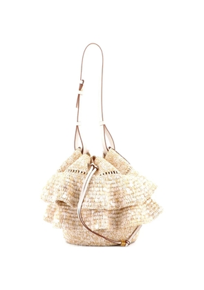 Loewe Pre-Owned Paula's Ibiza Ruffle Balloon Raffia with Sequins bucket bag - Neutrals