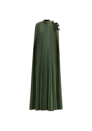 Gemy Maalouf feather-embellished pleated kaftan - Green