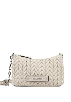Karl Lagerfeld quilted logo-plaque cross body bag - Neutrals