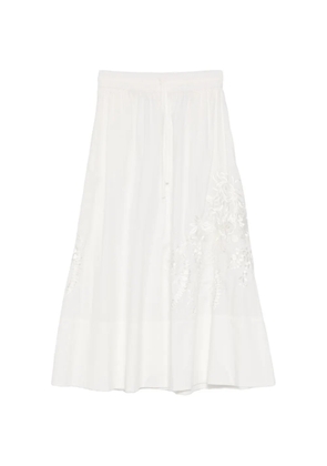 P.A.R.O.S.H. Ninja embroidery drawstring maxi skirt - White