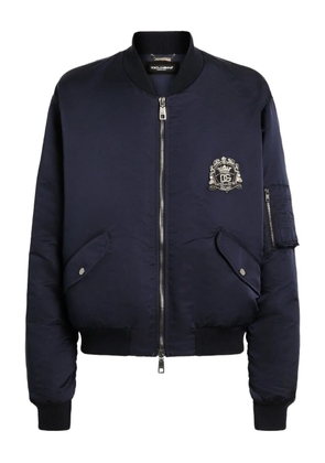 Dolce & Gabbana hooded embroidered bomber jacket - Blue