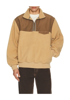Rhythm Pfeiffer Sherpa Fleece Quarter Zip in Brown. Size M. Also in S.