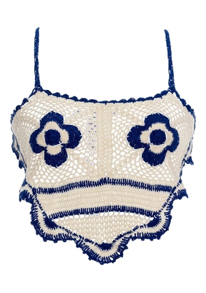 Agua Bendita flower-crochet top - Neutrals