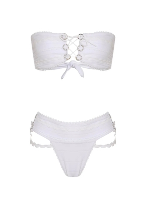 Amir Slama lace-up trim bikini set - White