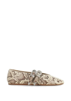 Le Monde Béryl Classic Claudia buckled snake-effect ballet flats - Neutrals