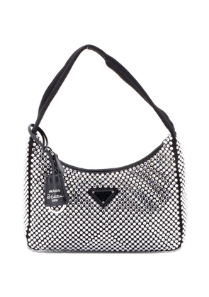 Prada Pre-Owned Re-Edition 2000 Crystal Embellished Satin Mini hobo bag - Black