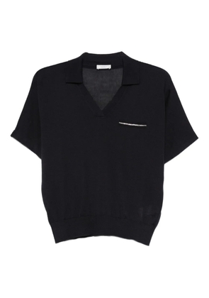 Peserico rhinestone-embellished V-neck T-shirt - Blue