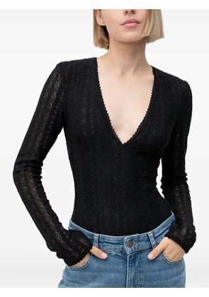 BOSS V-neck long-sleeve bodysuit - Black