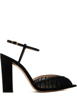 Andrea Wazen Katy embellished block-heel sandals - Black