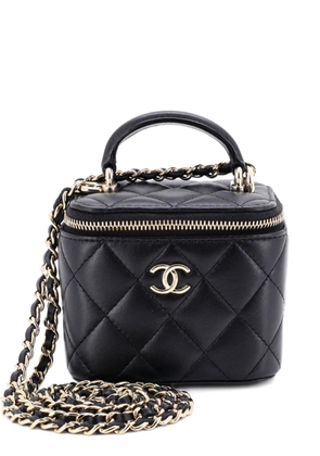 CHANEL Pre-Owned Classic Top Handle Vanity Case with Chain Quilted Lambskin Mini crossbody bag - Black