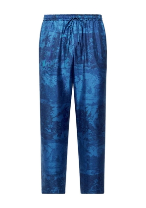 Pierre-Louis Mascia landscape-print drawstring trousers - Blue