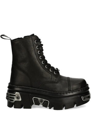 NEW ROCK lace-up platform combat boots - Black