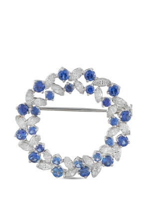 Oscar Heyman diamond sapphire circle brooch - Silver