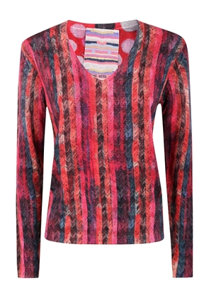 IN BED WITH YOU stripe-print ribbed sweater - Red