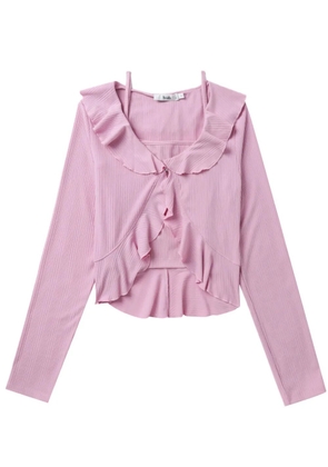 b+ab ruffled top and cardigan set - Purple