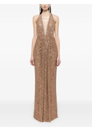 NISSA sequined halterneck maxi dress - Gold