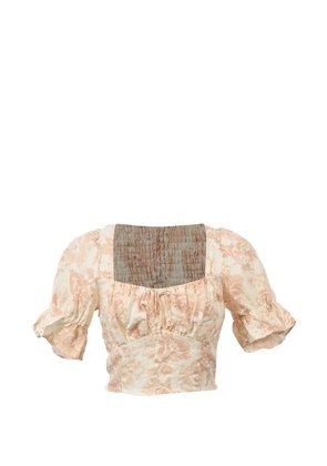 Reformation Delevan puff-sleeved top - Neutrals