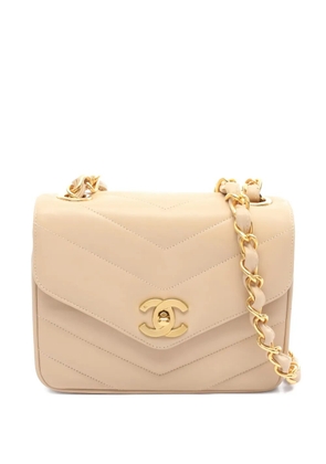 CHANEL Pre-Owned 1994-1996 V-stitch chevron square shoulder bag - Neutrals