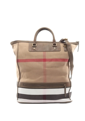 Burberry Pre-Owned 2000s checked leather tote bag - Neutrals