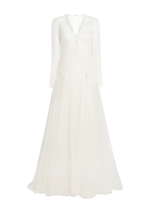 Jenny Packham lace long-sleeve bridal dress - White