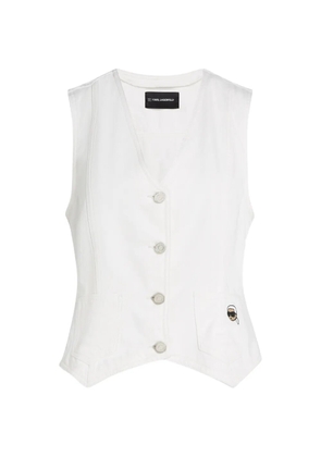 Karl Lagerfeld Ikon logo-embroidered waistcoat - White