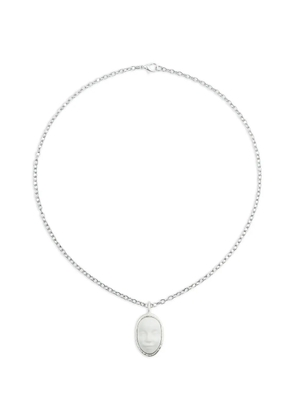 Poison Drop Lab face pendant chain necklace - Silver