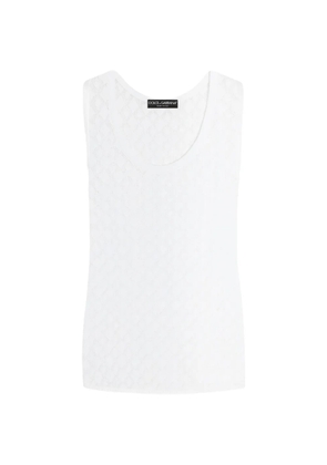 Dolce & Gabbana diamond-pattern perforated cotton tank top - White