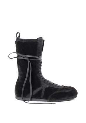 Ann Demeulemeester shearling lace-up sneakers - Brown