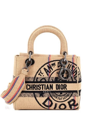 Christian Dior Pre-Owned Lady D-Lite Bag Embroidered Raffia Medium satchel - Neutrals
