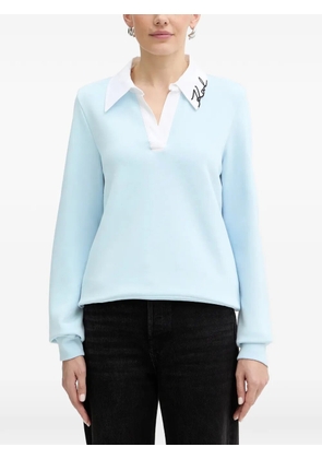 Karl Lagerfeld embroidered-logo collar polo shirt - Blue