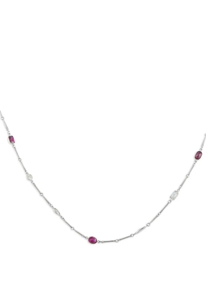 LB Exclusive diamond ruby platinum necklace - Silver