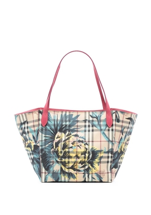 Burberry Pre-Owned 2000-2017 Small Haymarket Check Floral Print Coated Canvas Canterbury tote bag - Brown