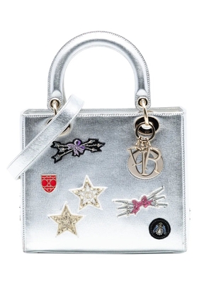 Christian Dior Pre-Owned 2016 Medium Calfskin Patch Embellished Lady Dior satchel - Silver