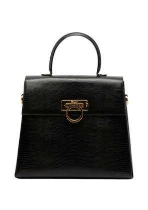 Ferragamo Pre-Owned 2010-2025 Lizard Embossed Leather Gancini Iconic Top Handle Bag satchel - Black