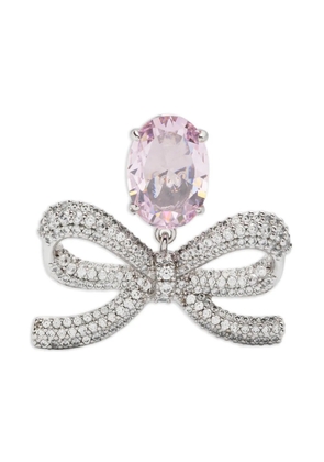 Self-Portrait crystal-bow earrings - Silver