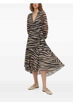Bruuns Bazaar zebra-print wrap midi dress - Neutrals