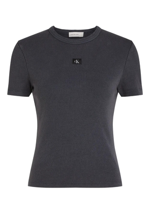 Calvin Klein ribbed logo-patch T-shirt - Grey
