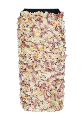 Marni flower-embellished midi skirt - Neutrals