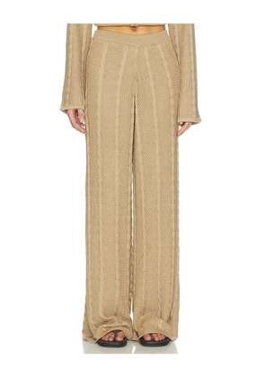 SNDYS Cici Cable Knit Pant in Tan. Size L. Also in M, S, XL, XS, XXS.