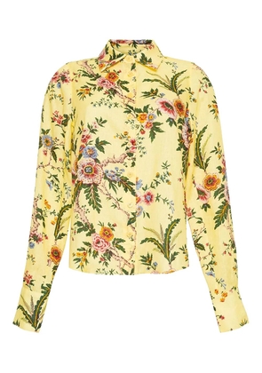 Cara Cara floral-print linen shirt - Yellow